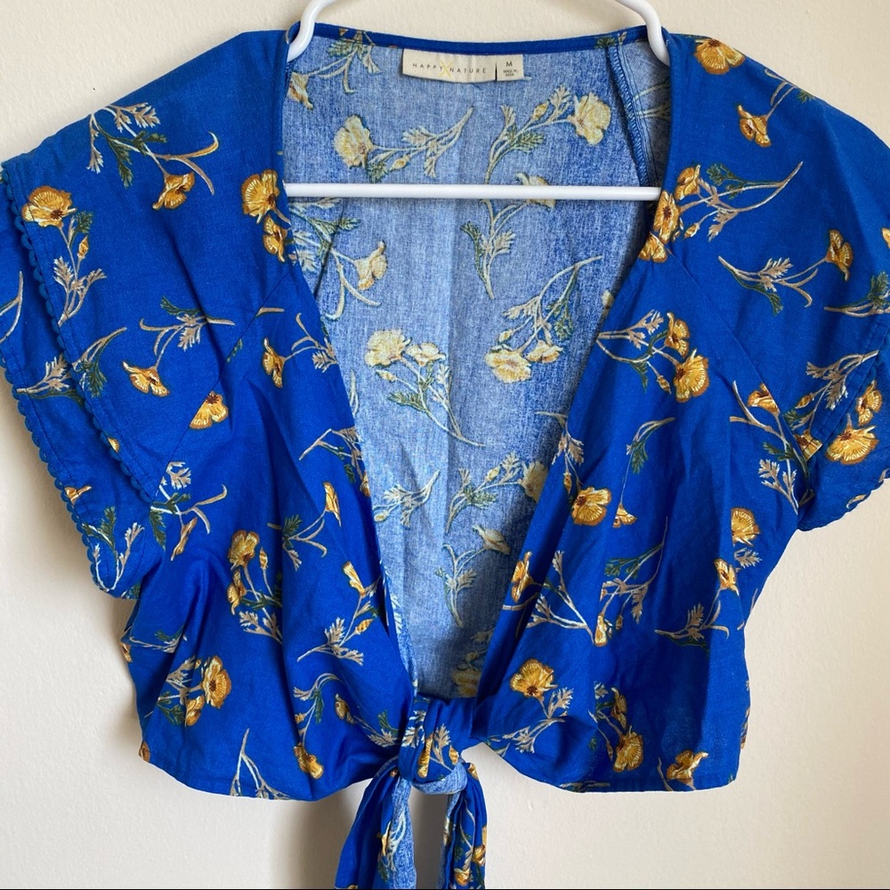 Happy X Nature | Blue Floral Wrap Blouse